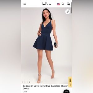 Lulu’s Believe In Love Navy Blue Backless Skater Dress